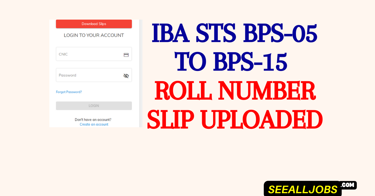 IBA STS BPS-05 to BPS-15 Roll Number Slip Download