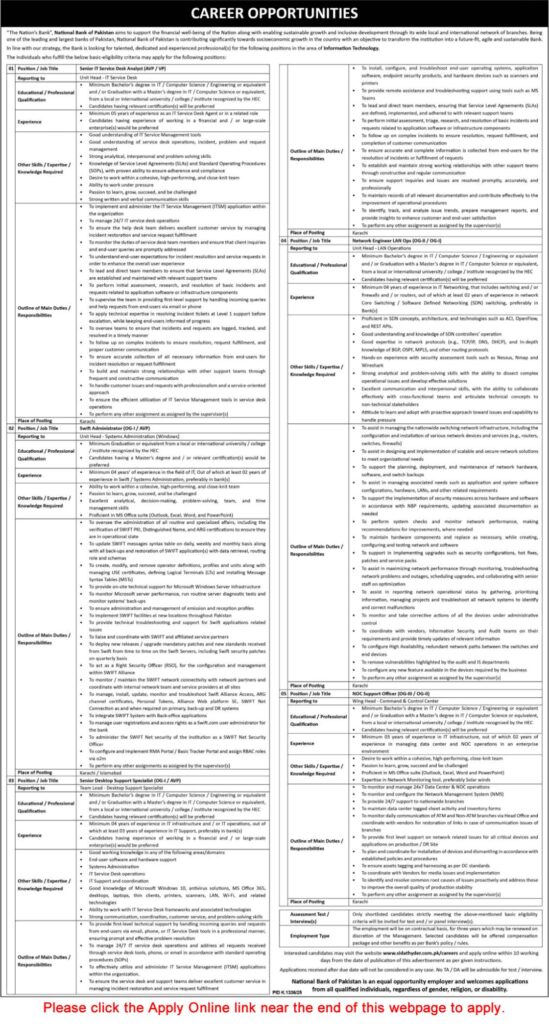 NBP Jobs advertisement