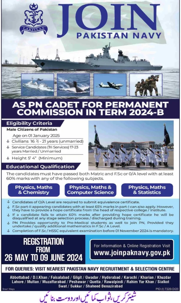 Join Pak Navy as PN Cadet