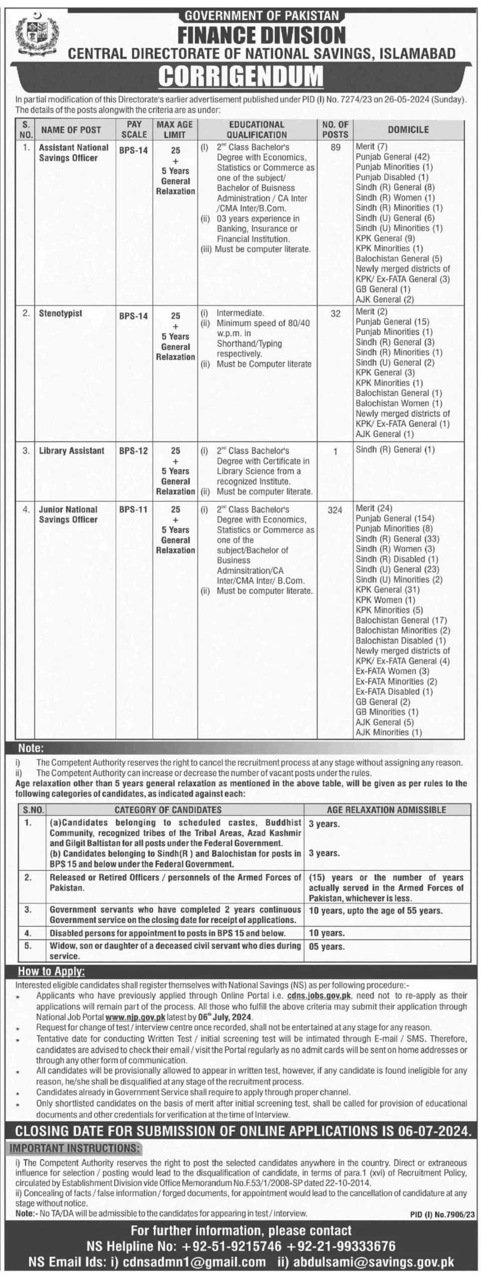 Central Directorate of National Savings Jobs