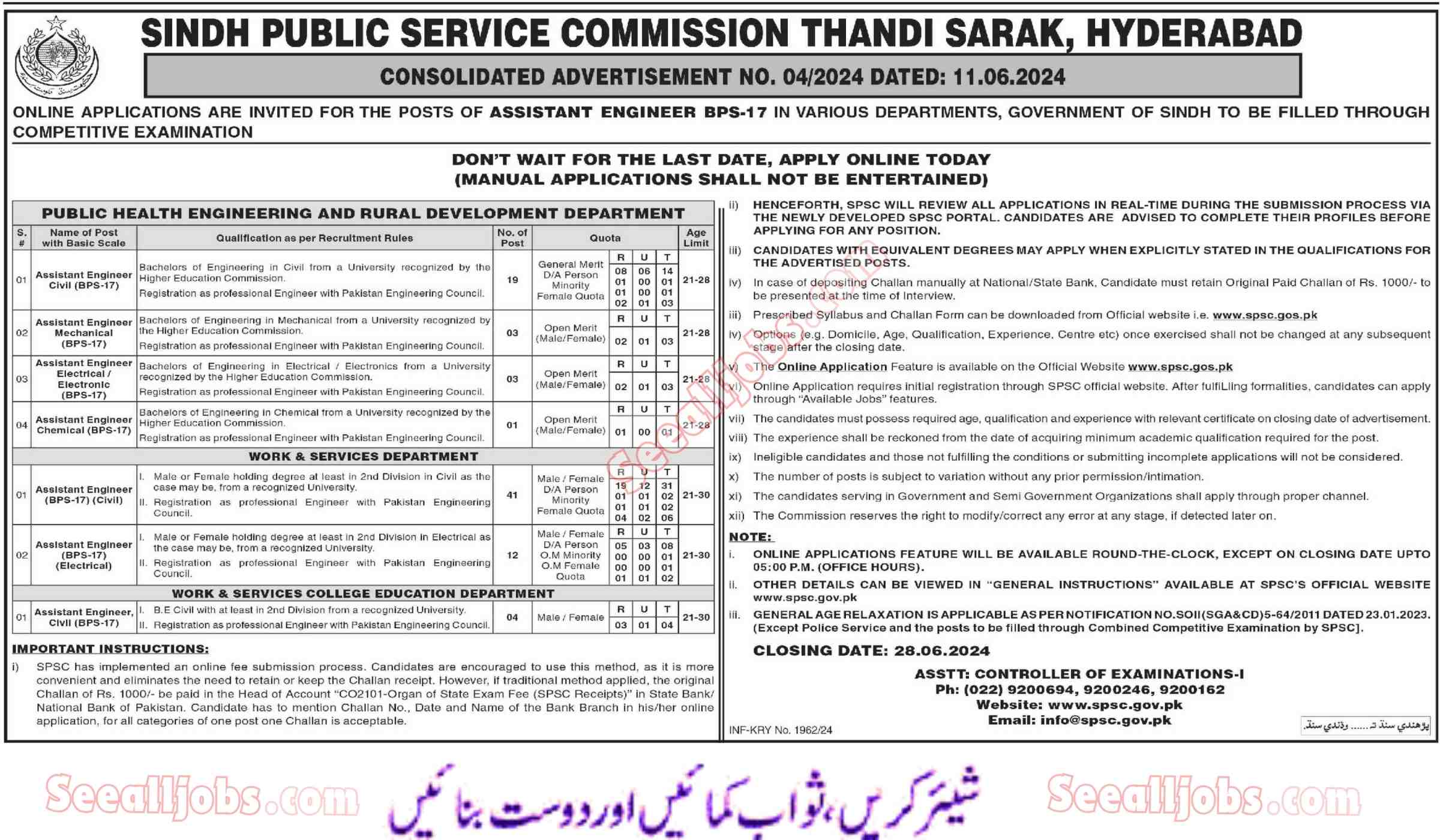 Sindh Public Service Commission SPSC Jobs Advertisements