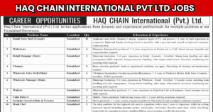 Haq Chain International Pvt Ltd Faisalabad Jobs 2026 February