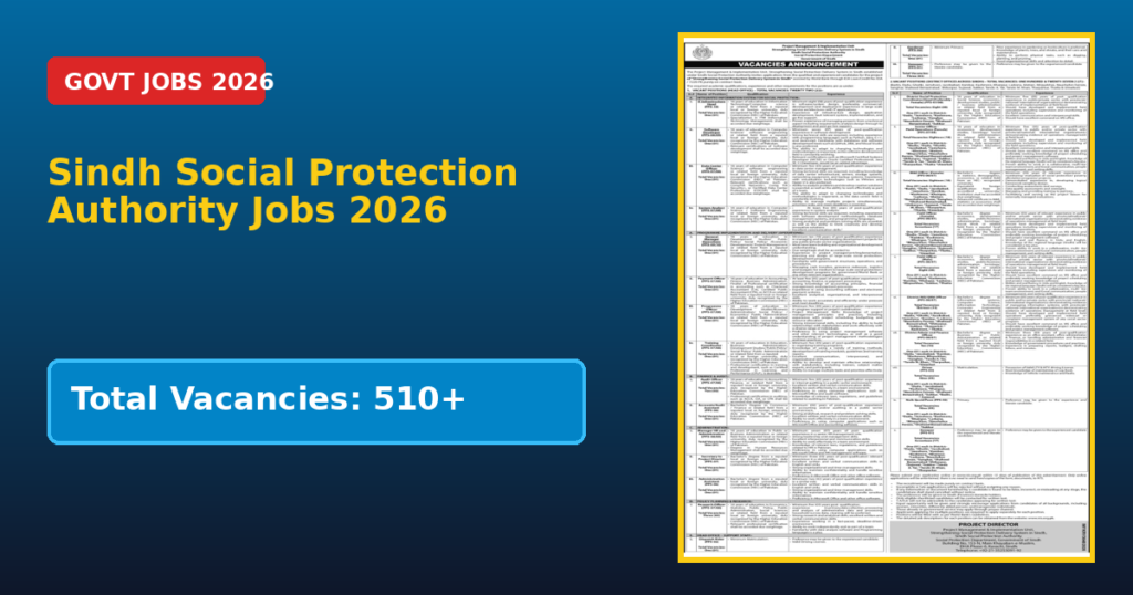 Sindh Social Protection Authority Jobs 2026 Now Apply Online