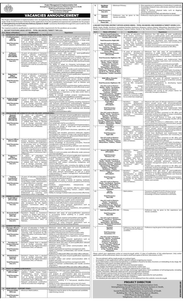 Sindh Social Protection Authority Jobs 2026 Now Apply Online