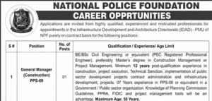 National Police Foundation Islamabad Jobs September 2026