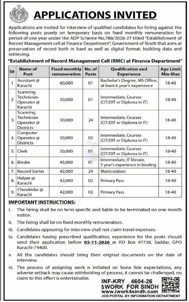 Establishment of Record Management Cell Jobs 2026