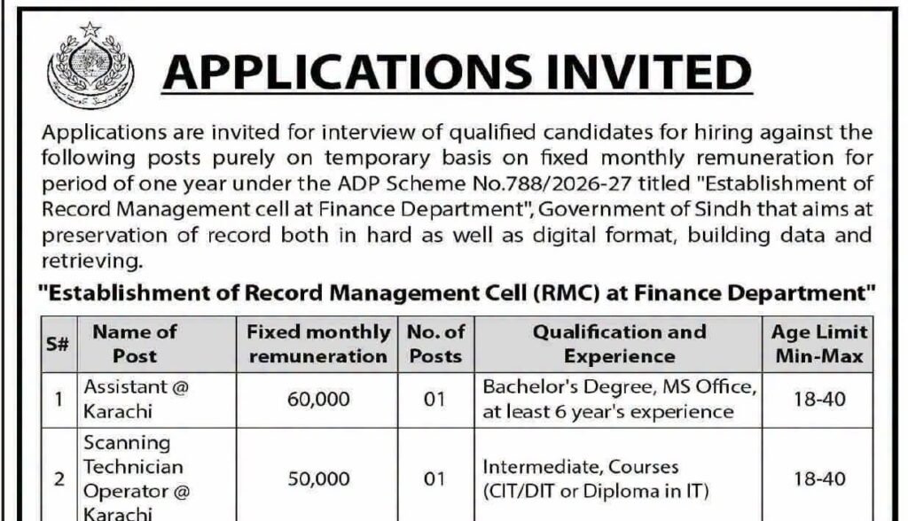 Establishment of Record Management Cell Jobs 2026