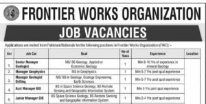 Frontier Works Organization FWO Jobs Advertisement October 2026