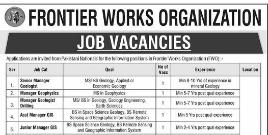 Frontier Works Organization FWO Jobs Advertisement October 2026